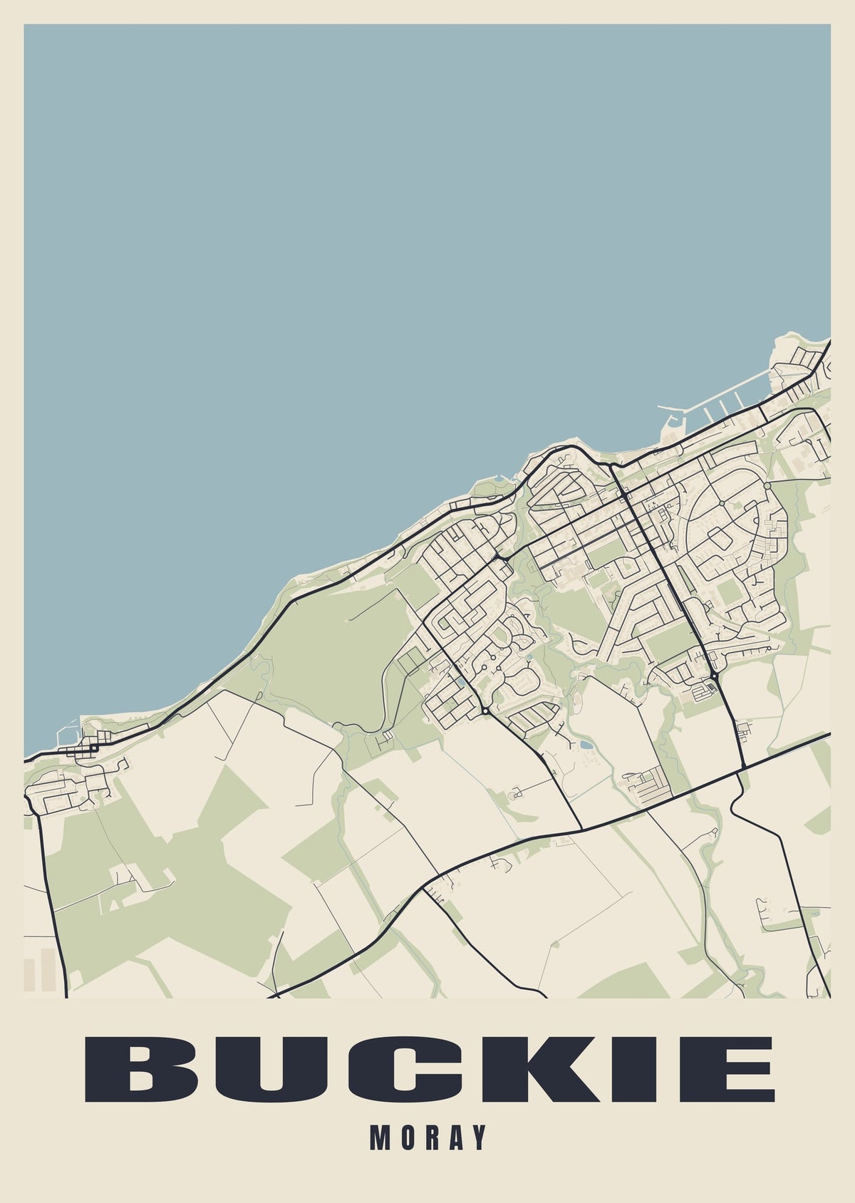 Street map poster of Buckie, Moray