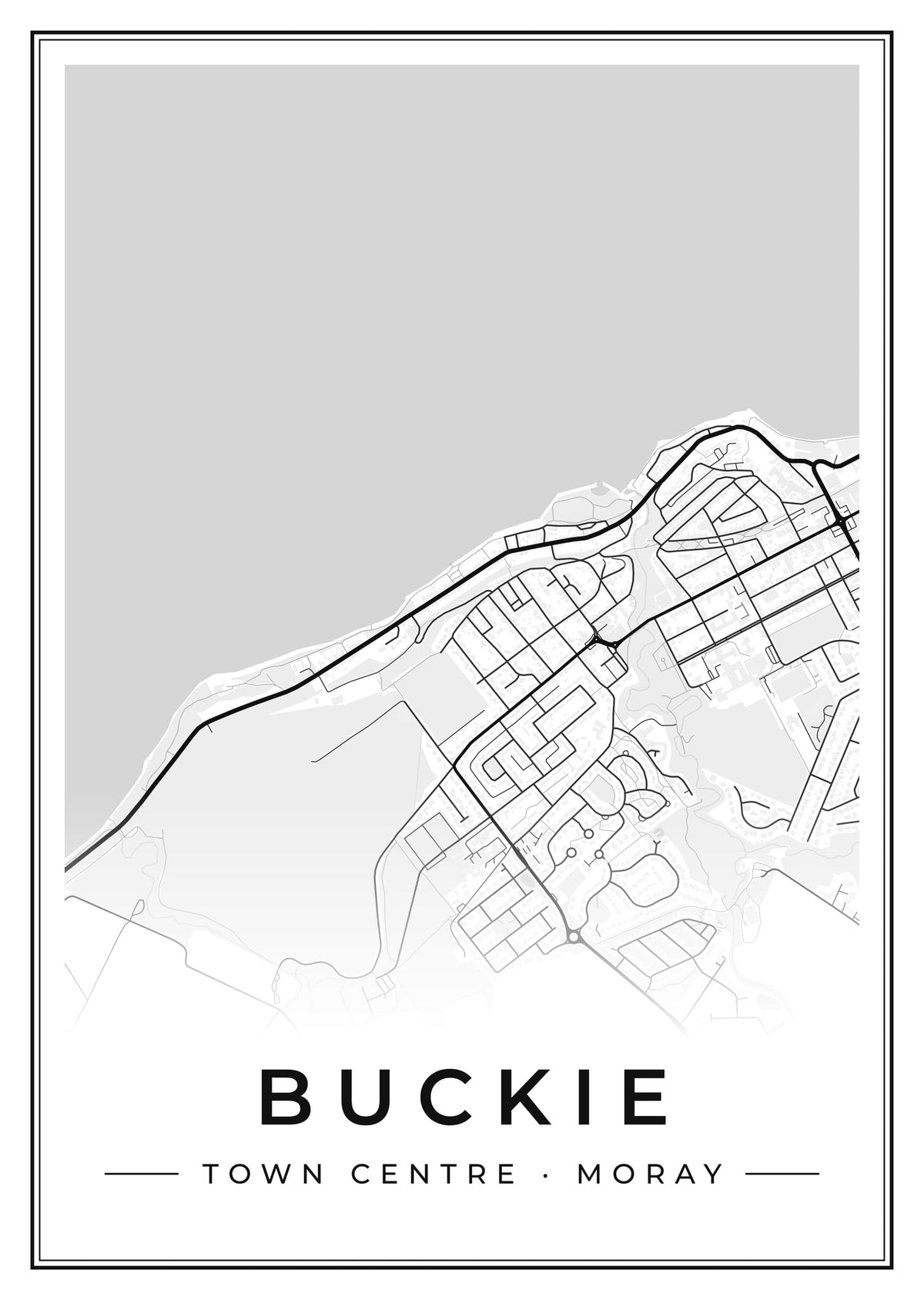 Street map poster of Buckie town centre, Moray