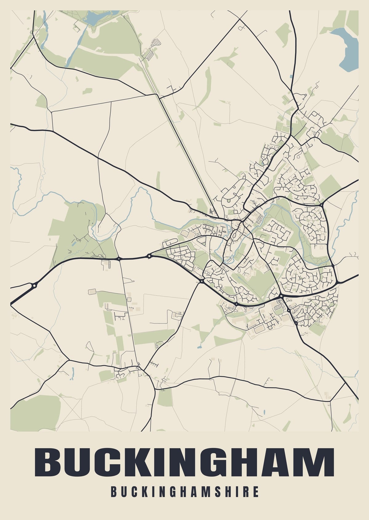 Street map poster of Buckingham, Buckinghamshire