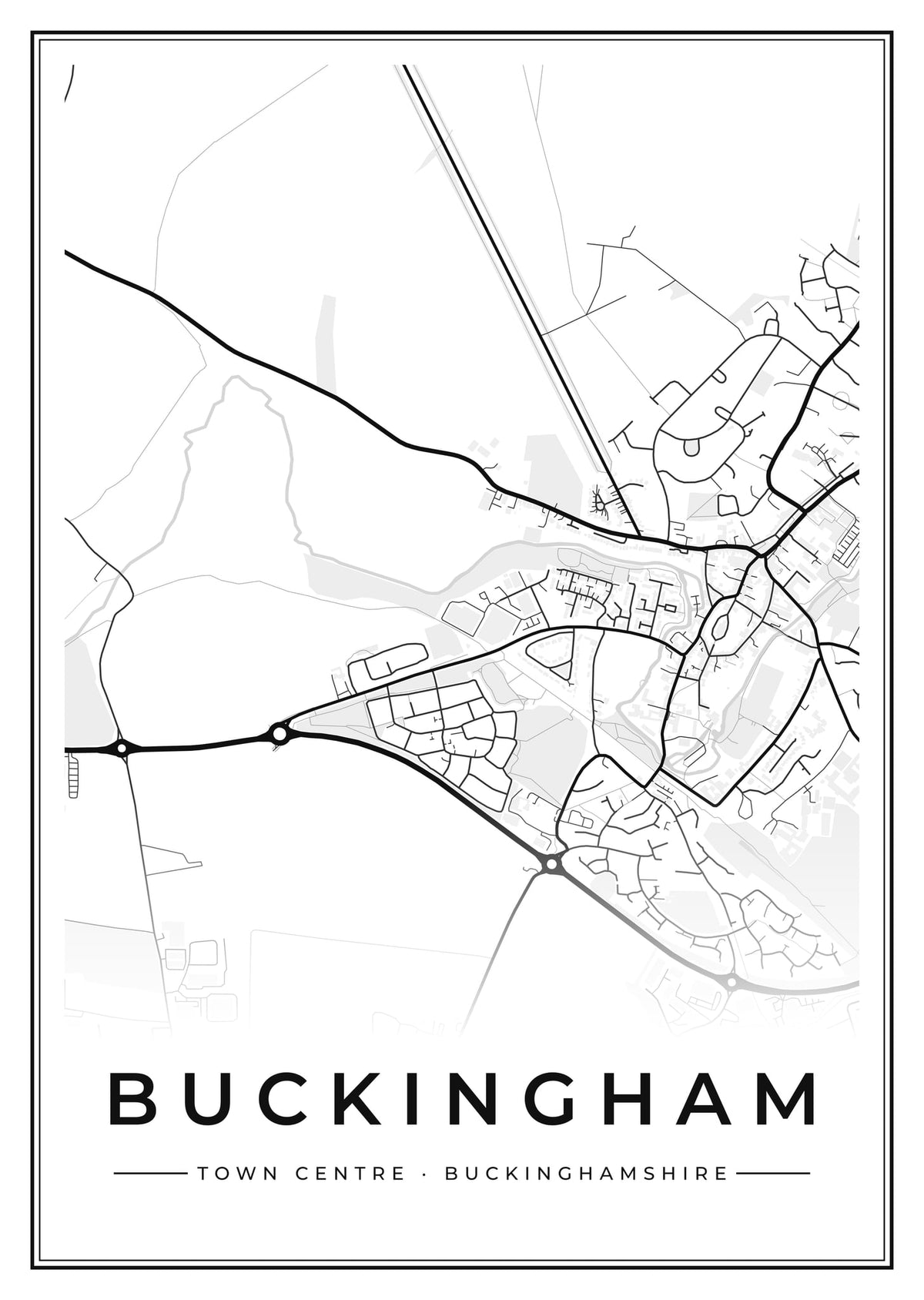 Street map poster of Buckingham town centre, Buckinghamshire