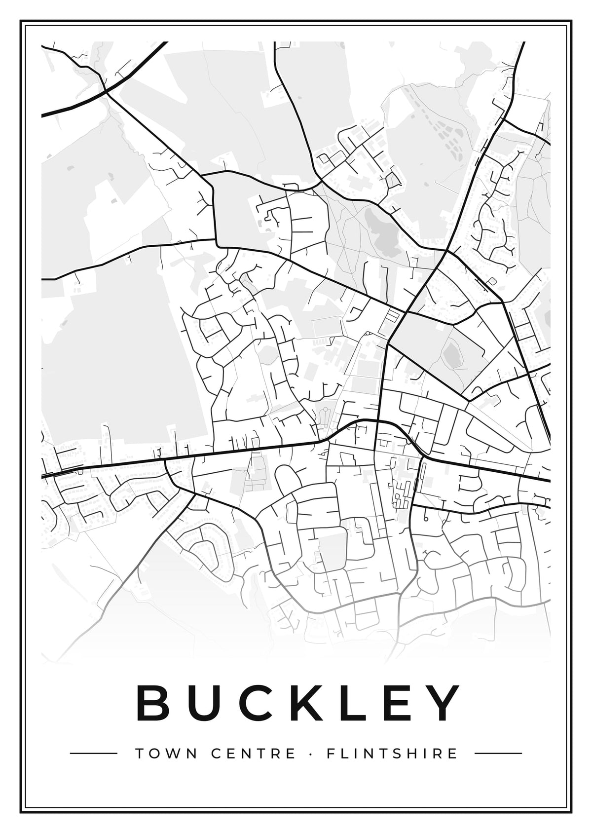 Street map poster of Buckley town centre, Flintshire