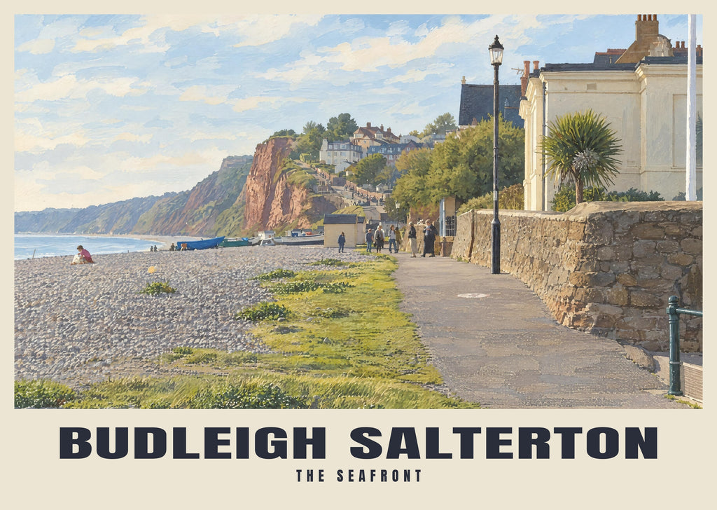 The Seafront, Budleigh Salterton poster, British Heritage style
