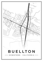 Street map poster of downtown Buellton, California