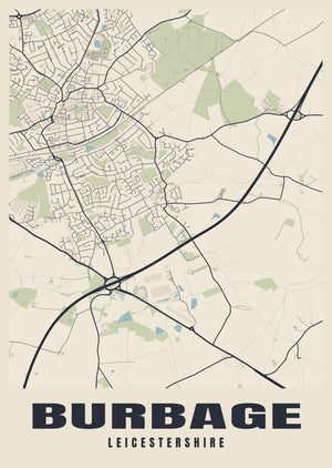 Burbage Street Map Poster