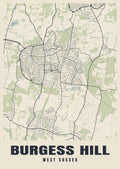 Street map poster of Burgess Hill, West Sussex