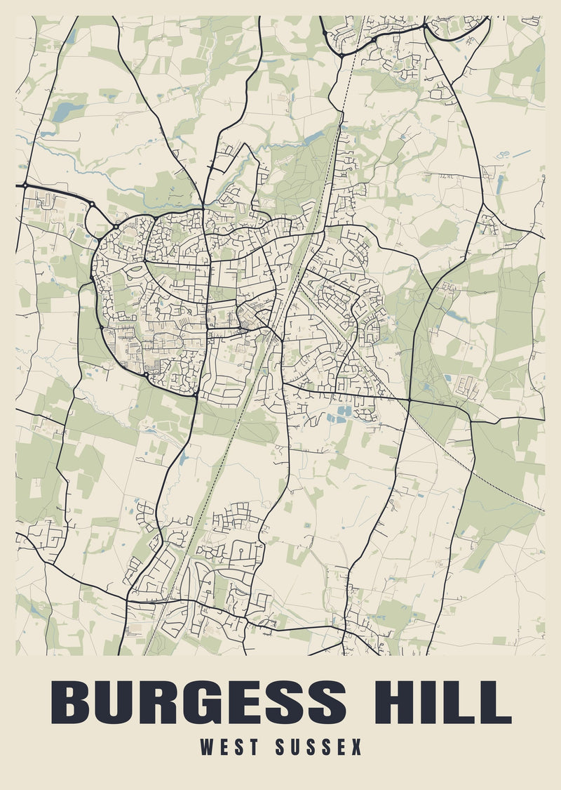 Burgess Hill Street Map Poster