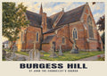 St John the Evangelist’s Church, Burgess Hill poster, Oil Painting style