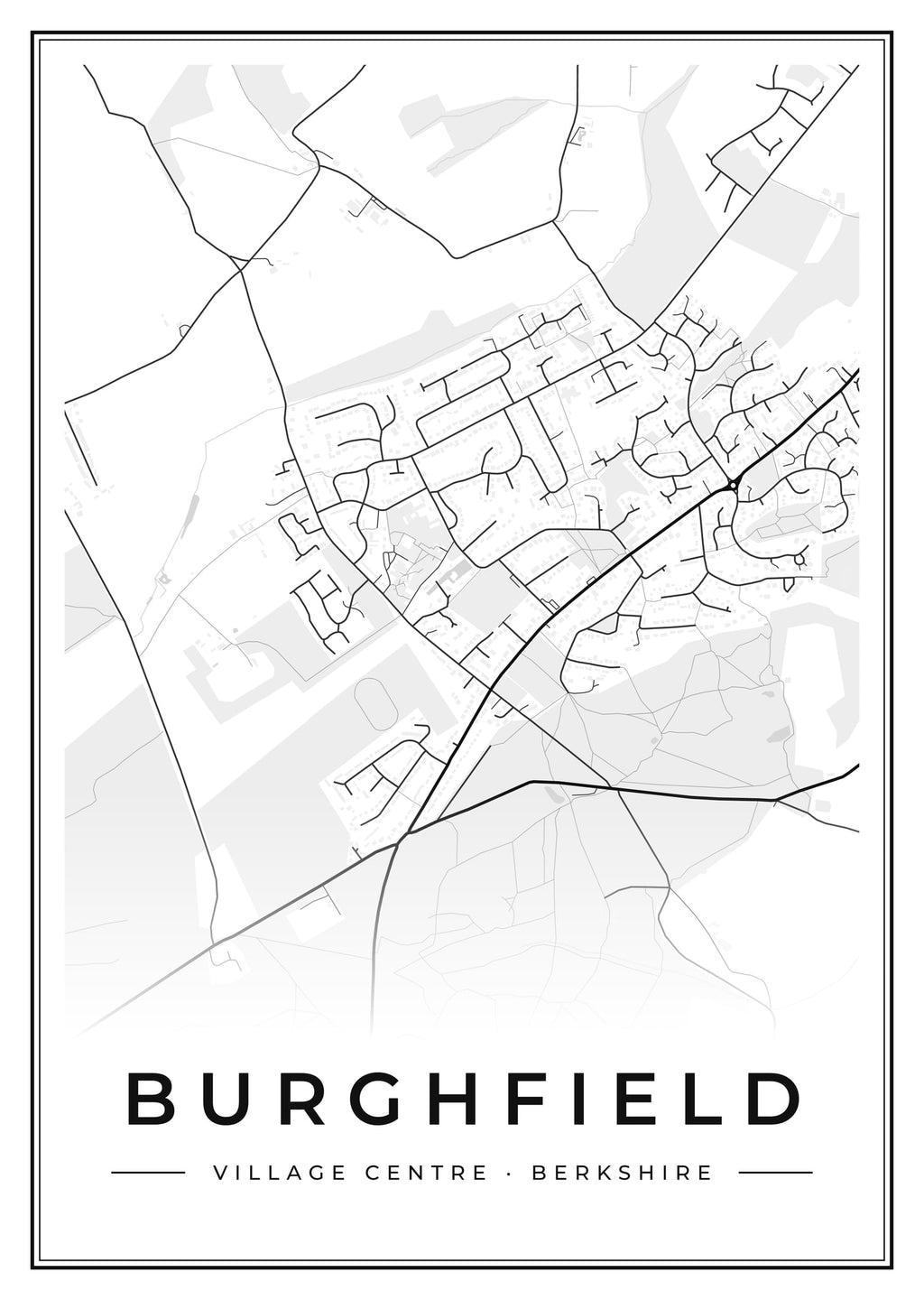 Street map poster of Burghfield village centre, Berkshire