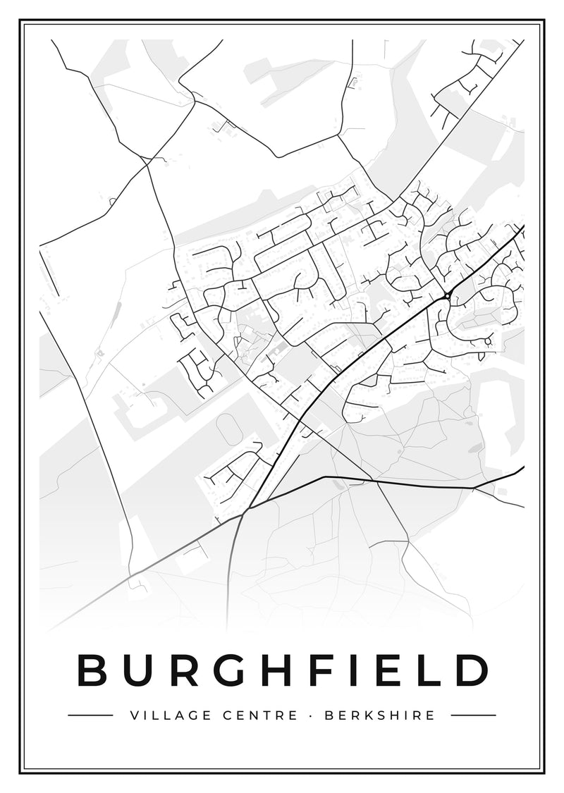 Burghfield Village Centre Street Map Poster