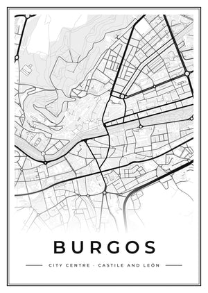 Burgos City Centre Street Map Poster