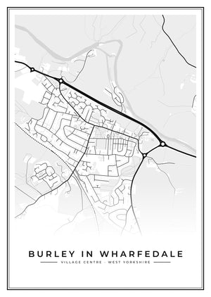 Burley in Wharfedale Village Centre Street Map Poster