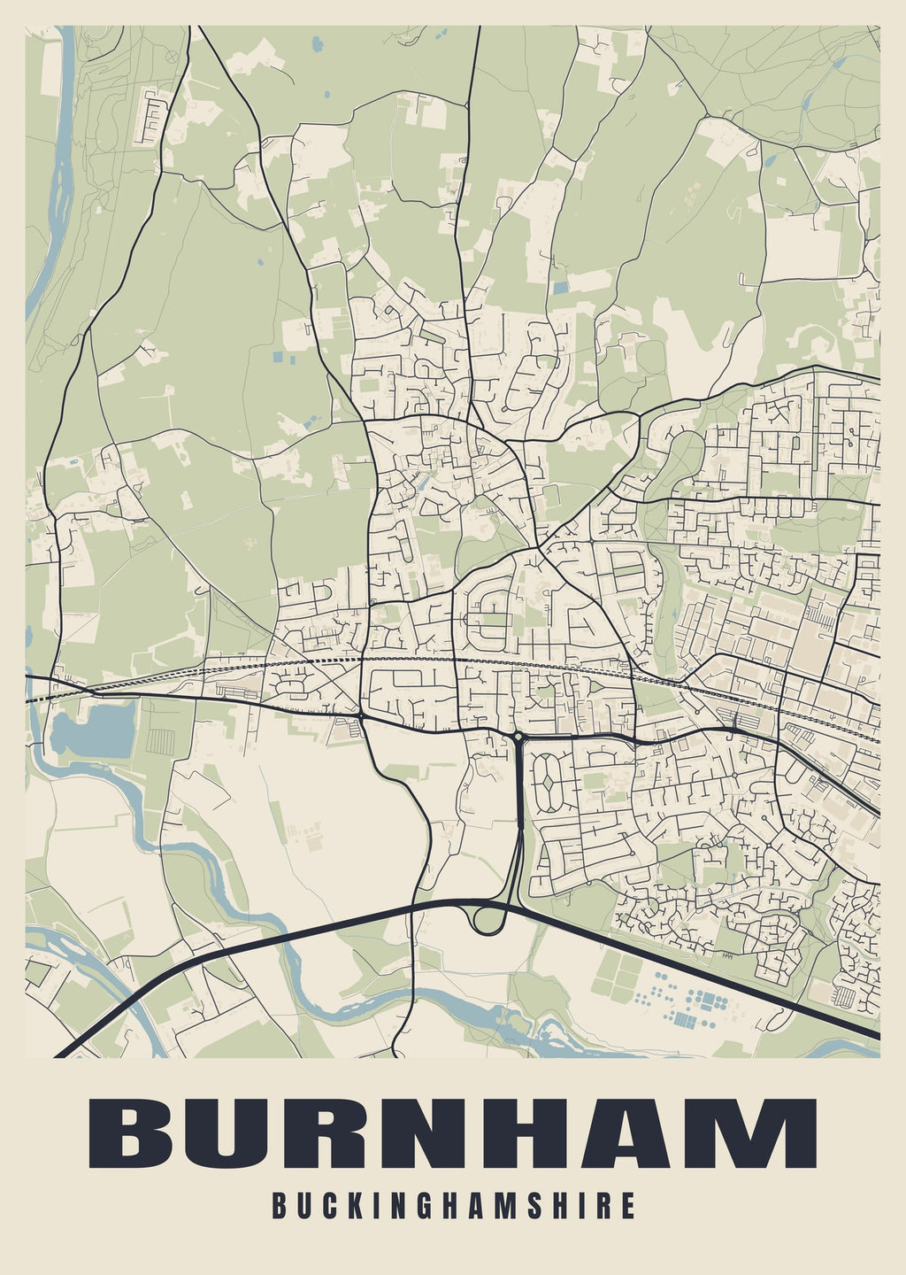 Street map poster of Burnham, Buckinghamshire