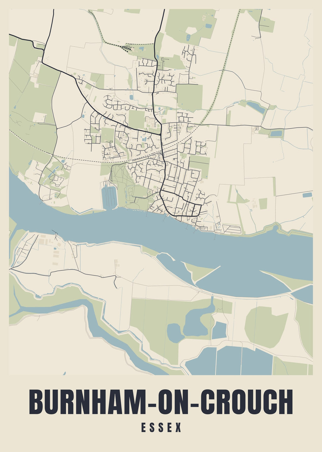 Street map poster of Burnham-on-Crouch, Essex