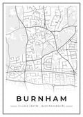 Street map poster of Burnham village centre, Buckinghamshire