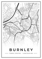 Street map poster of Burnley town centre, Lancashire