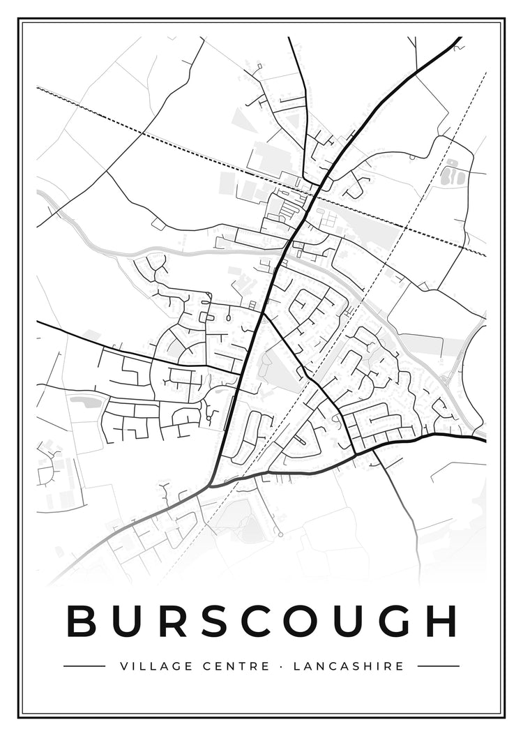 Burscough Village Centre Street Map Poster