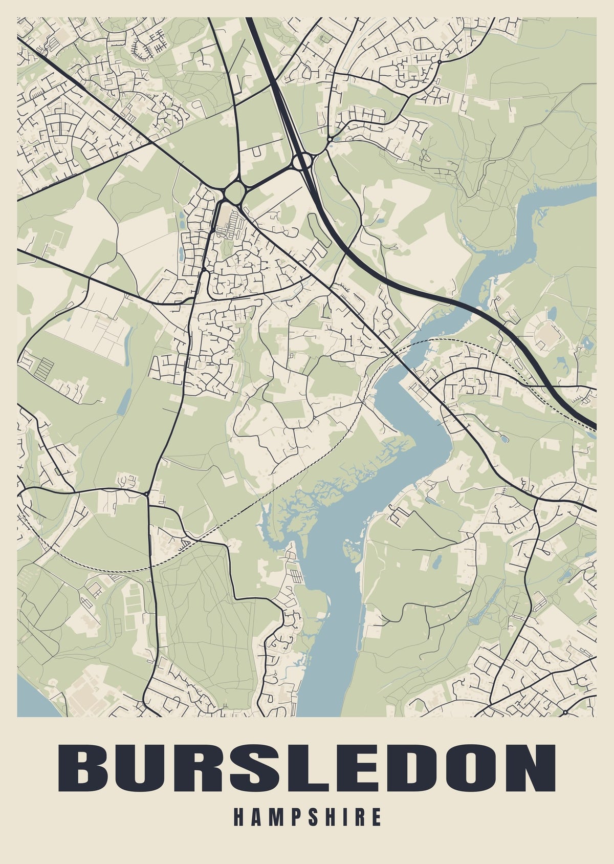Street map poster of Bursledon, Hampshire