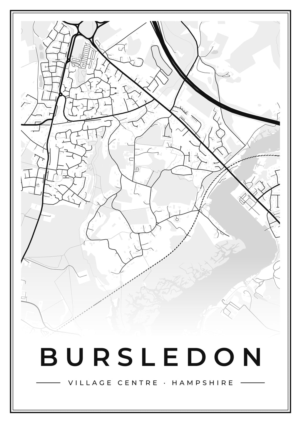 Street map poster of Bursledon village centre, Hampshire
