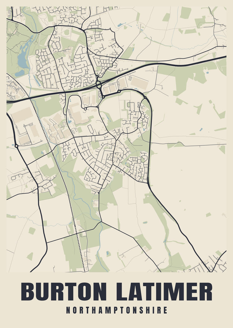 Burton Latimer Street Map Poster