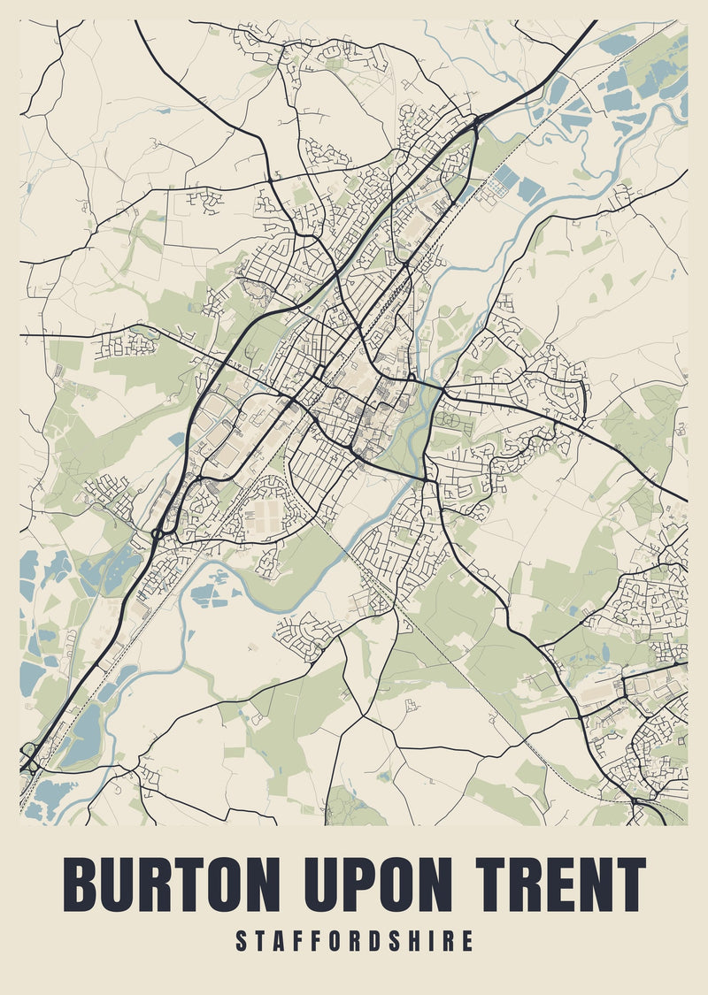 Burton upon Trent Street Map Poster