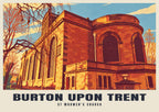 St Modwen's Church, Burton upon Trent poster, Retro Railway style