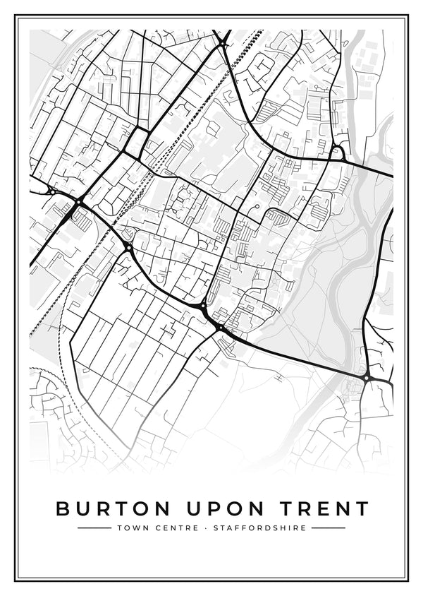 Burton upon Trent Town Centre Street Map Poster