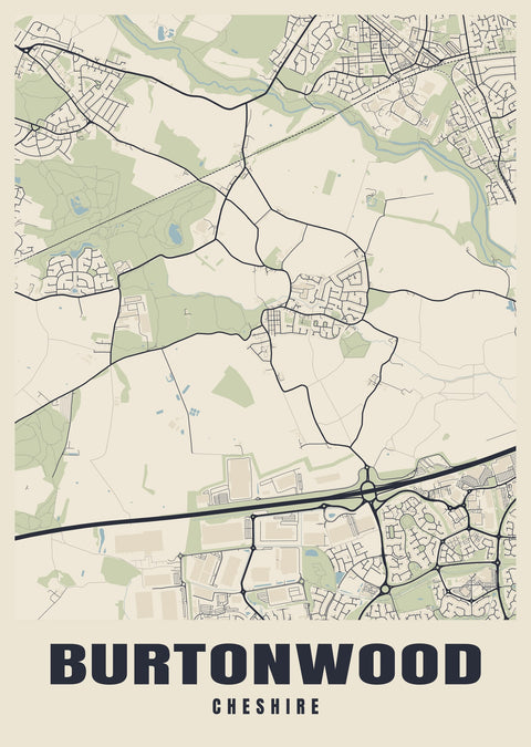 Burtonwood Street Map Poster