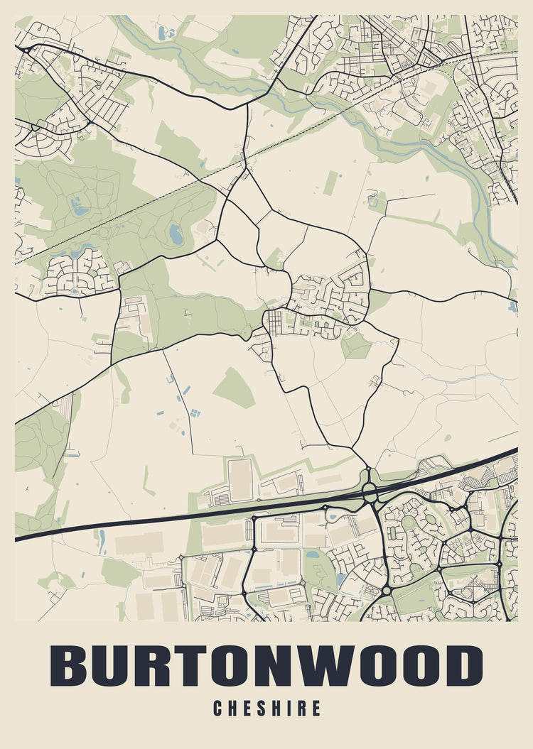 Burtonwood Street Map Poster