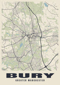 Street map poster of Bury, Greater Manchester