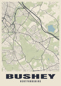 Street map poster of Bushey, Hertfordshire