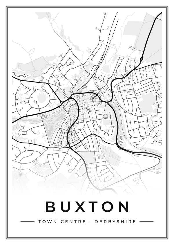 Buxton Town Centre Street Map Poster