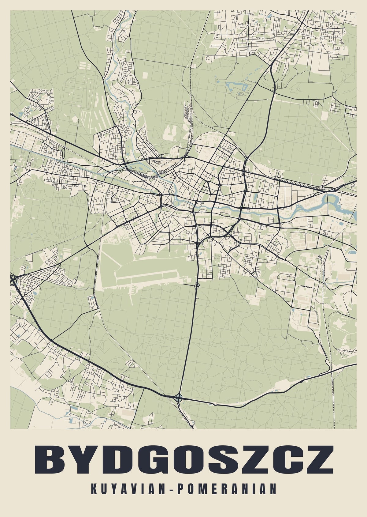 Street map poster of Bydgoszcz, Kuyavian-Pomeranian