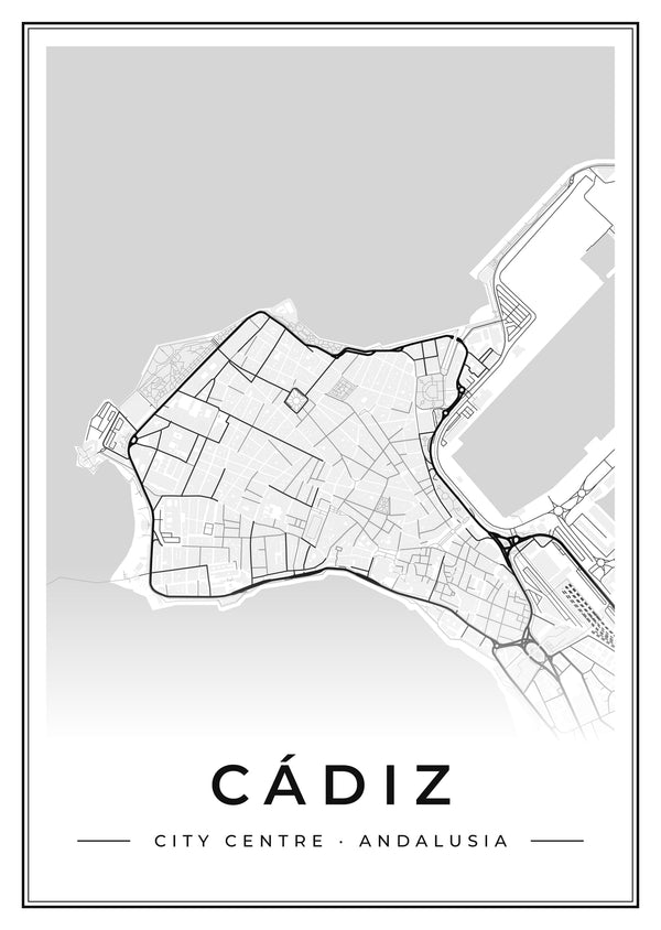 Cádiz City Centre Street Map Poster