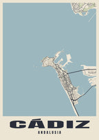 Street map poster of Cádiz, Andalusia