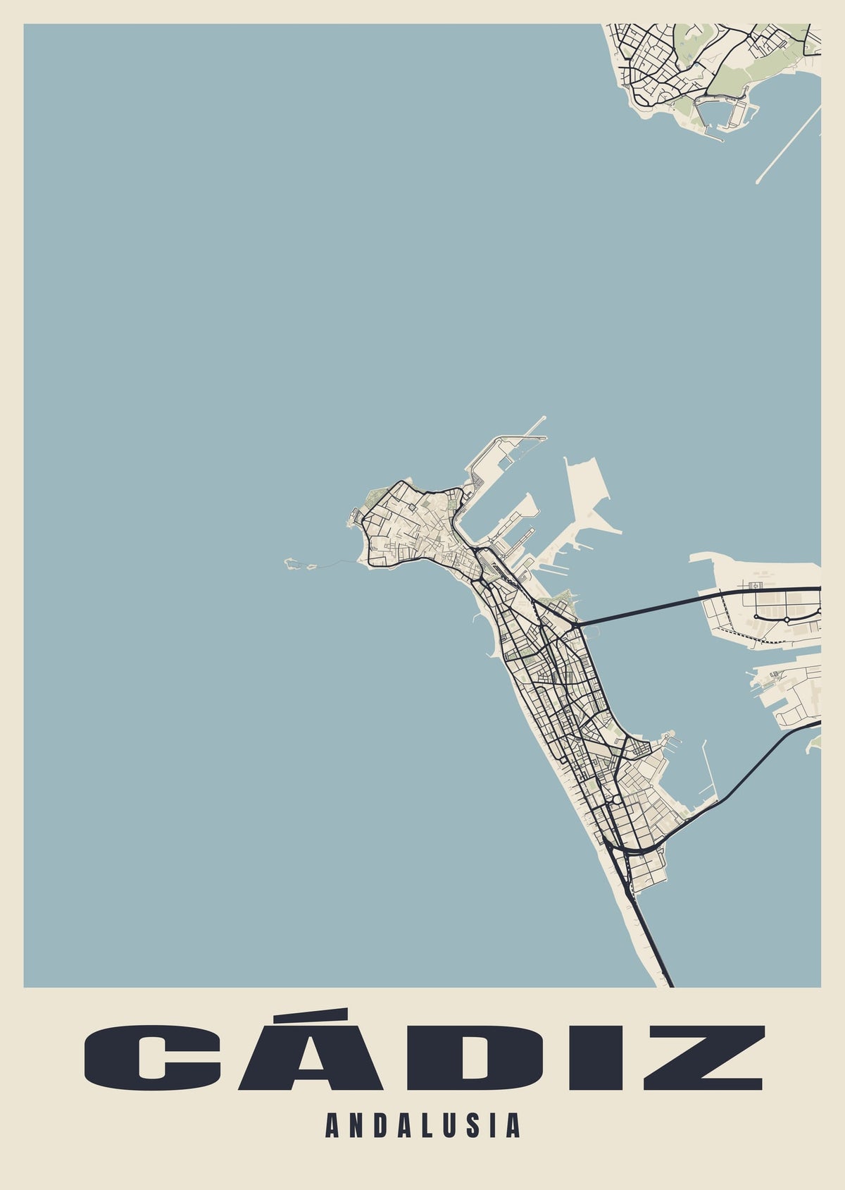 Street map poster of Cádiz, Andalusia
