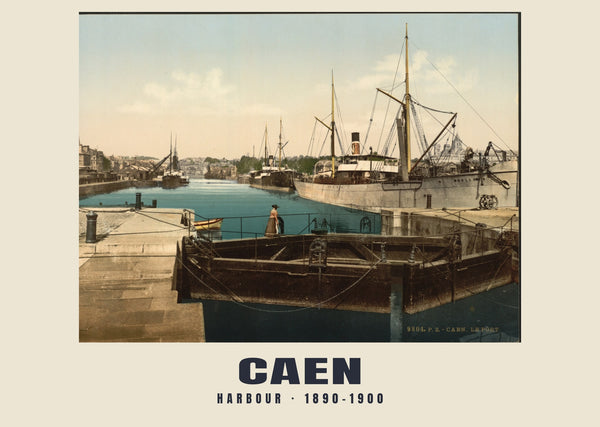 Harbour, Caen — 1890–1900 · Vintage photochrom print