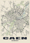 Street map poster of Caen, Normandy