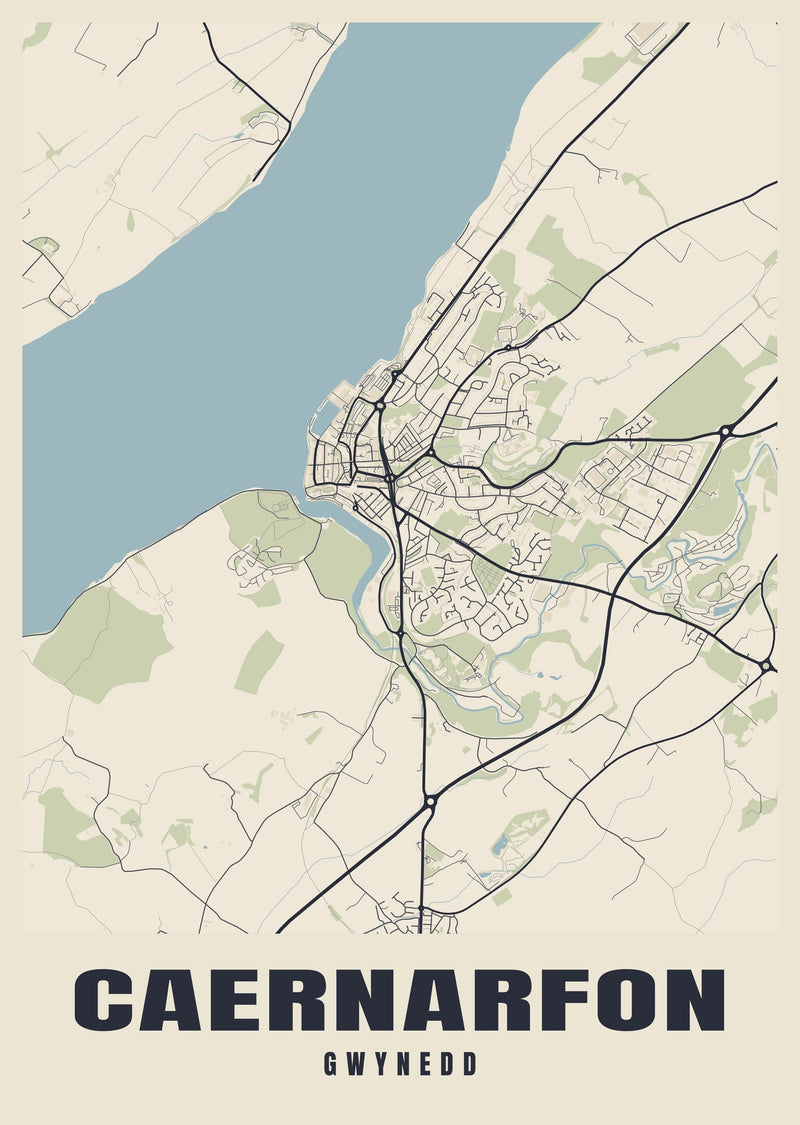 Caernarfon Street Map Poster