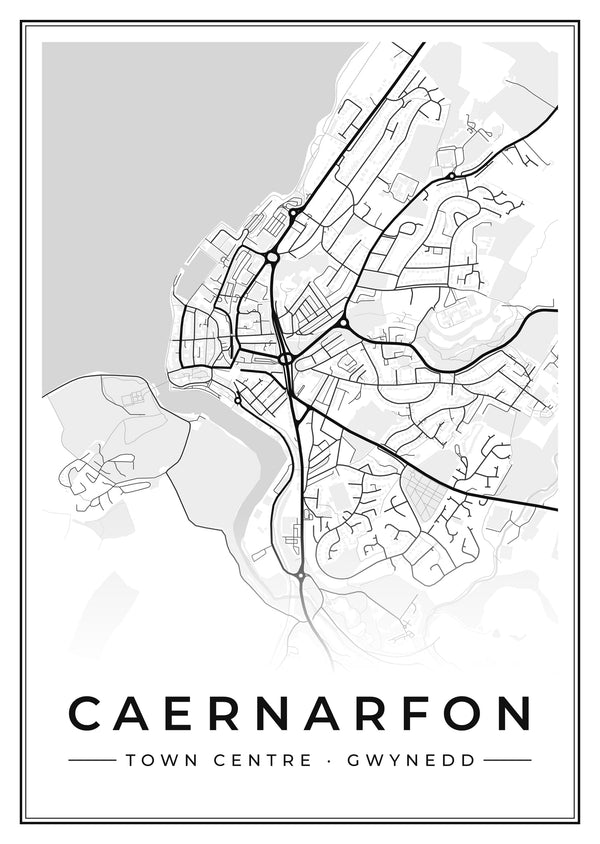 Caernarfon Town Centre Street Map Poster
