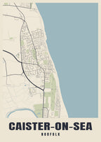 Street map poster of Caister-on-Sea, Norfolk