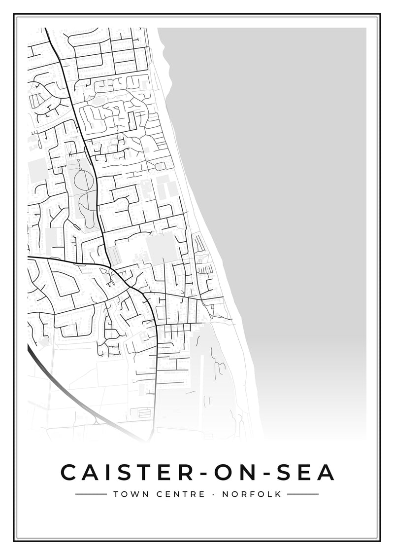 Caister-on-Sea Town Centre Street Map Poster