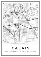 Street map poster of Calais town centre, Hauts-de-France