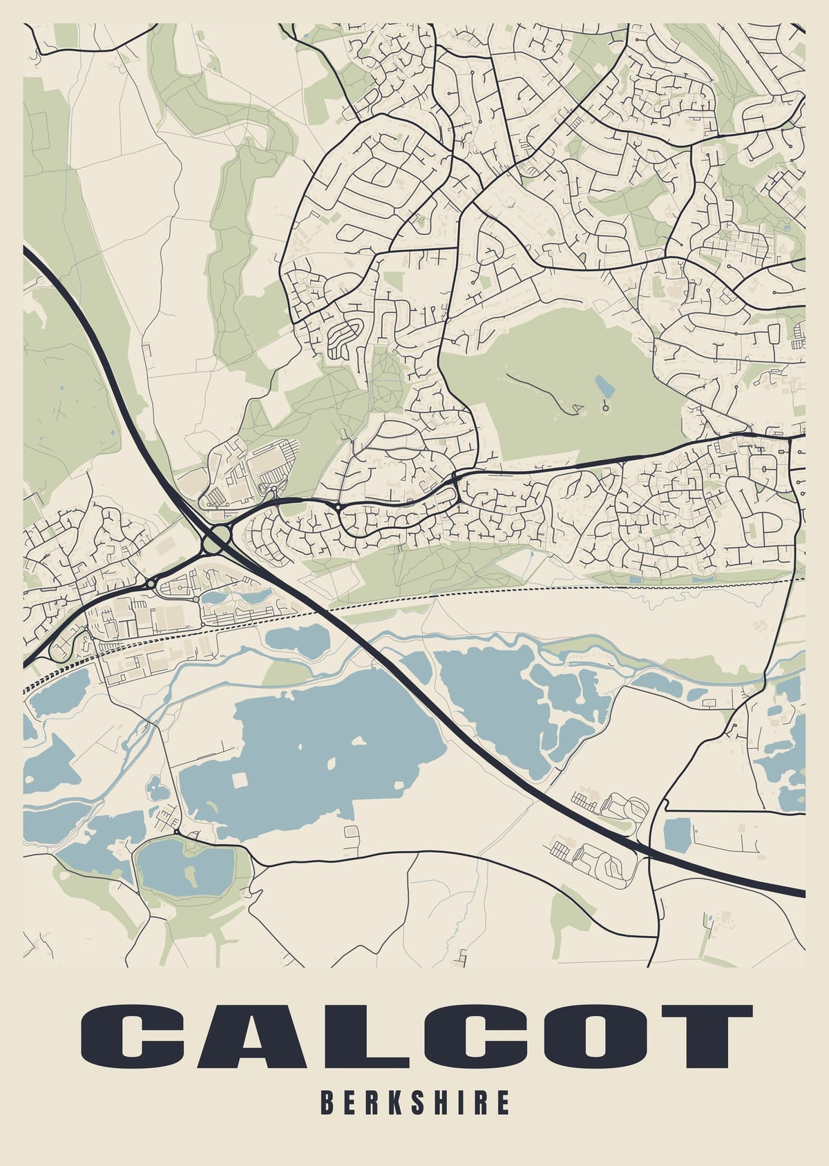 Street map poster of Calcot, Berkshire