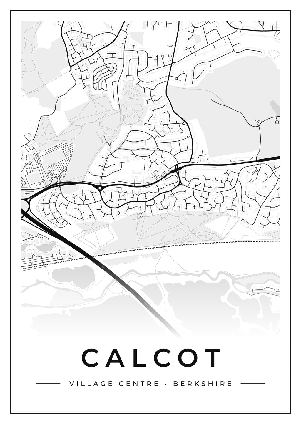 Street map poster of Calcot village centre, Berkshire