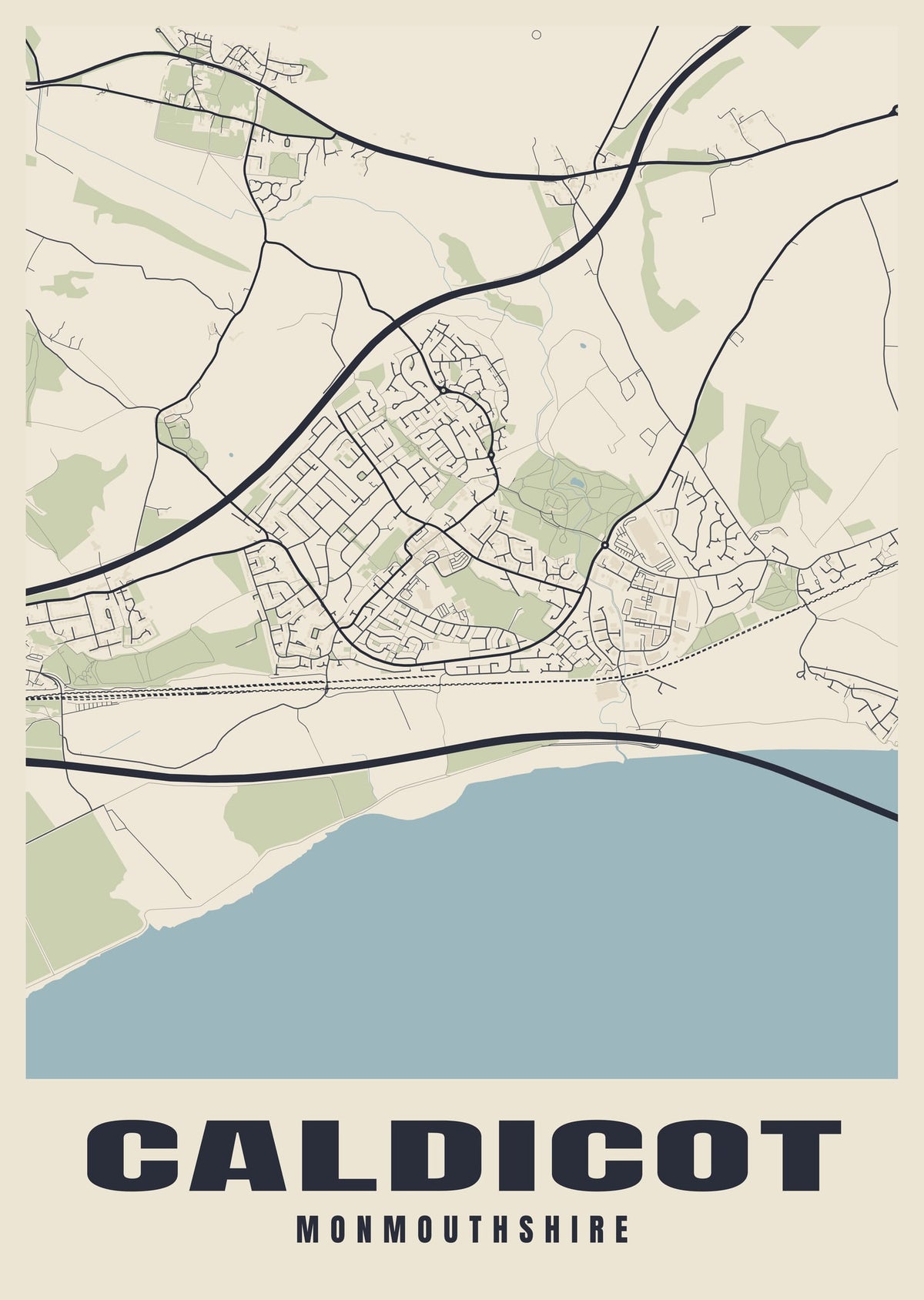 Street map poster of Caldicot, Monmouthshire