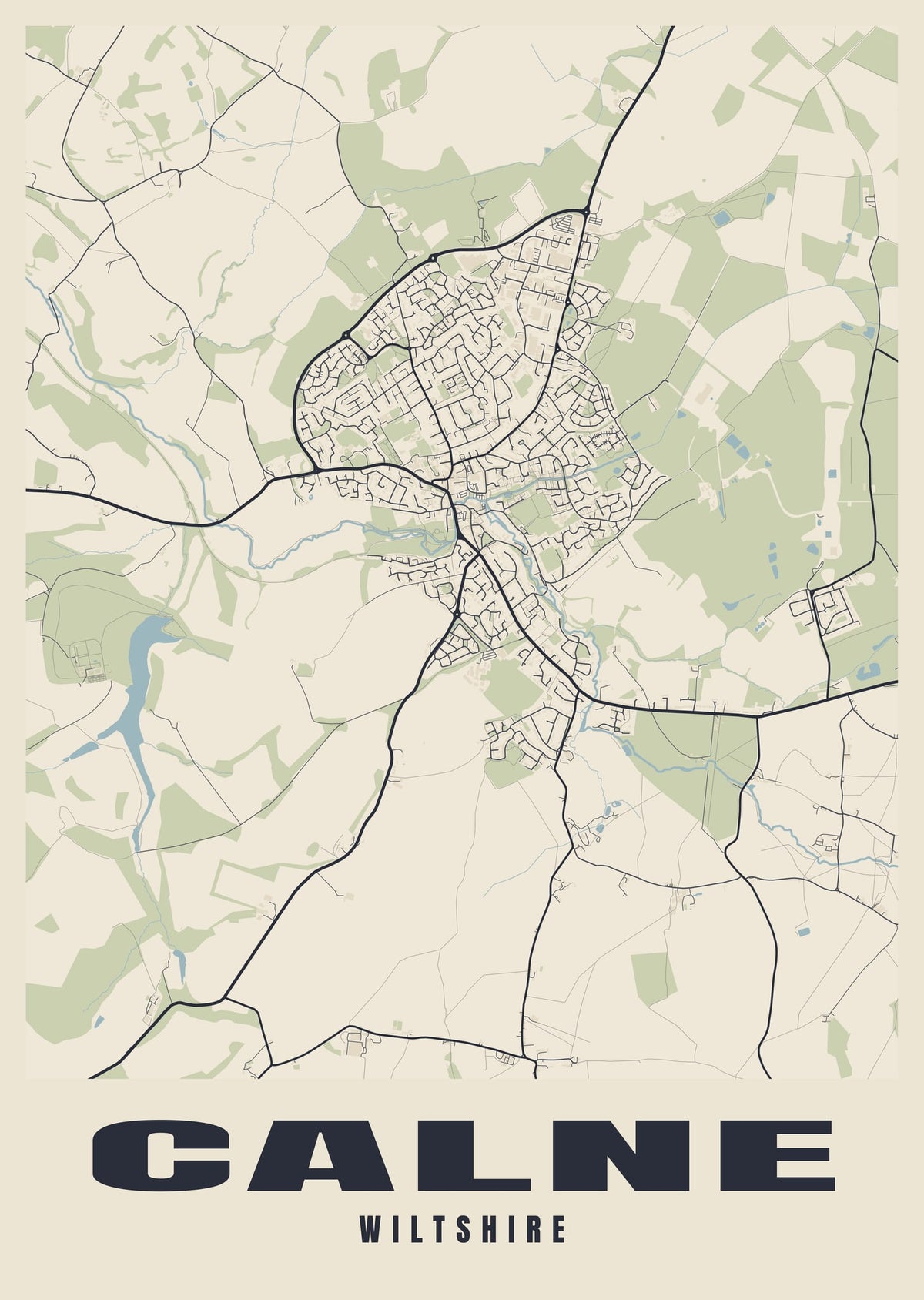 Street map poster of Calne, Wiltshire