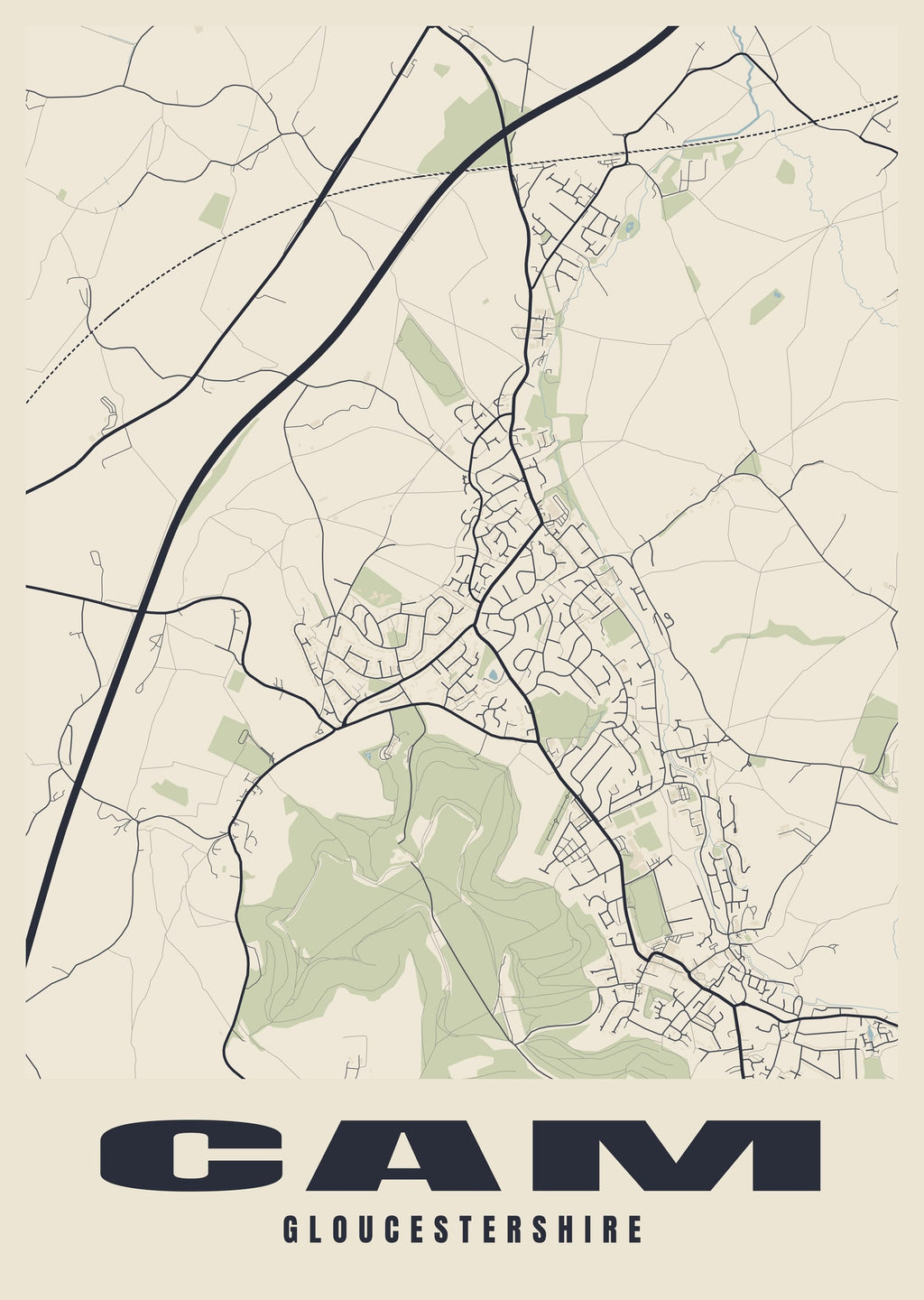 Street map poster of Cam, Gloucestershire