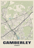 Street map poster of Camberley, Surrey