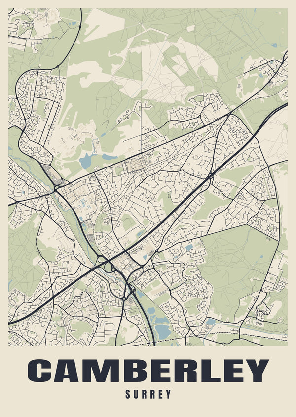 Camberley Street Map Poster
