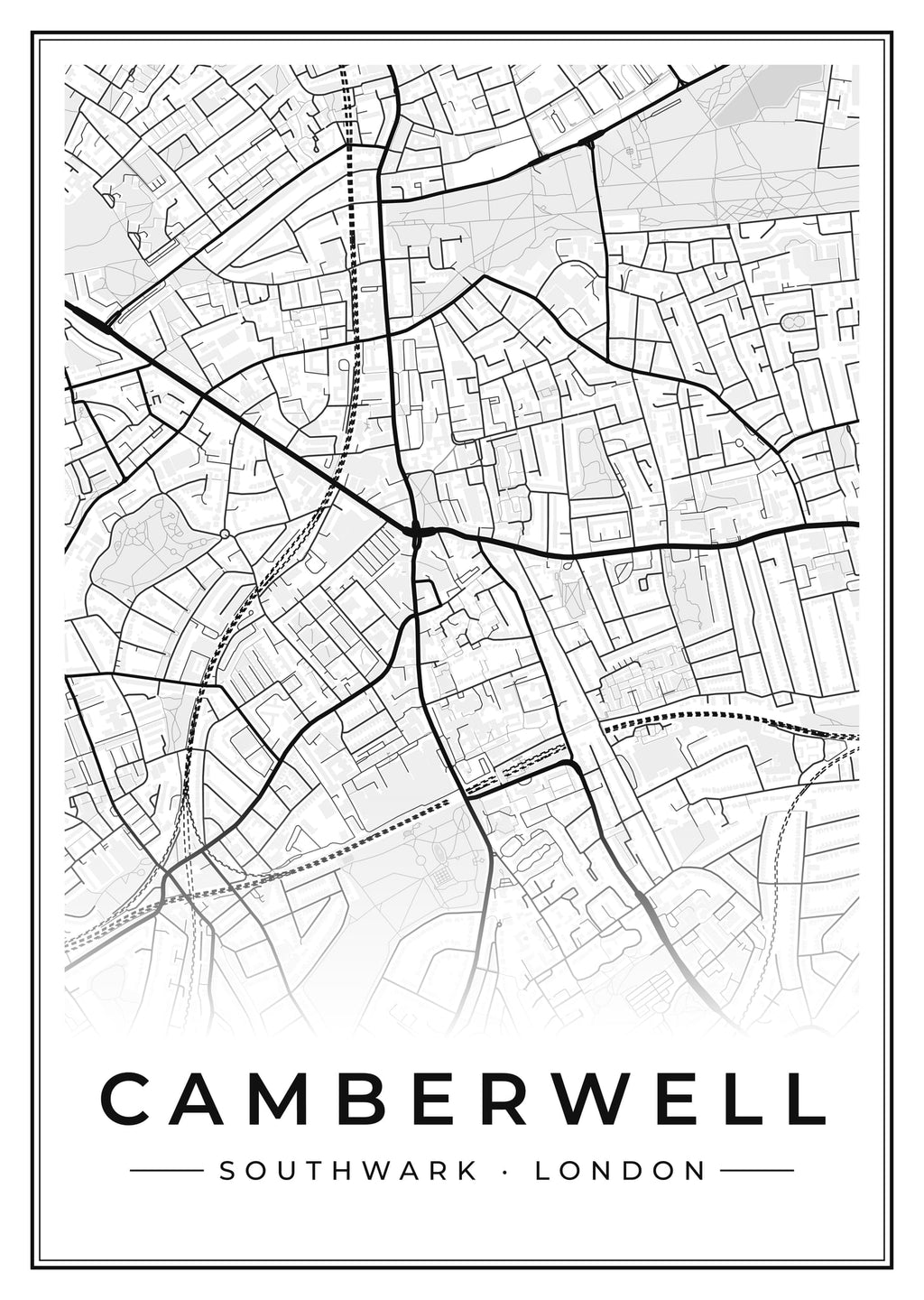 Street map poster of Camberwell, Southwark, London